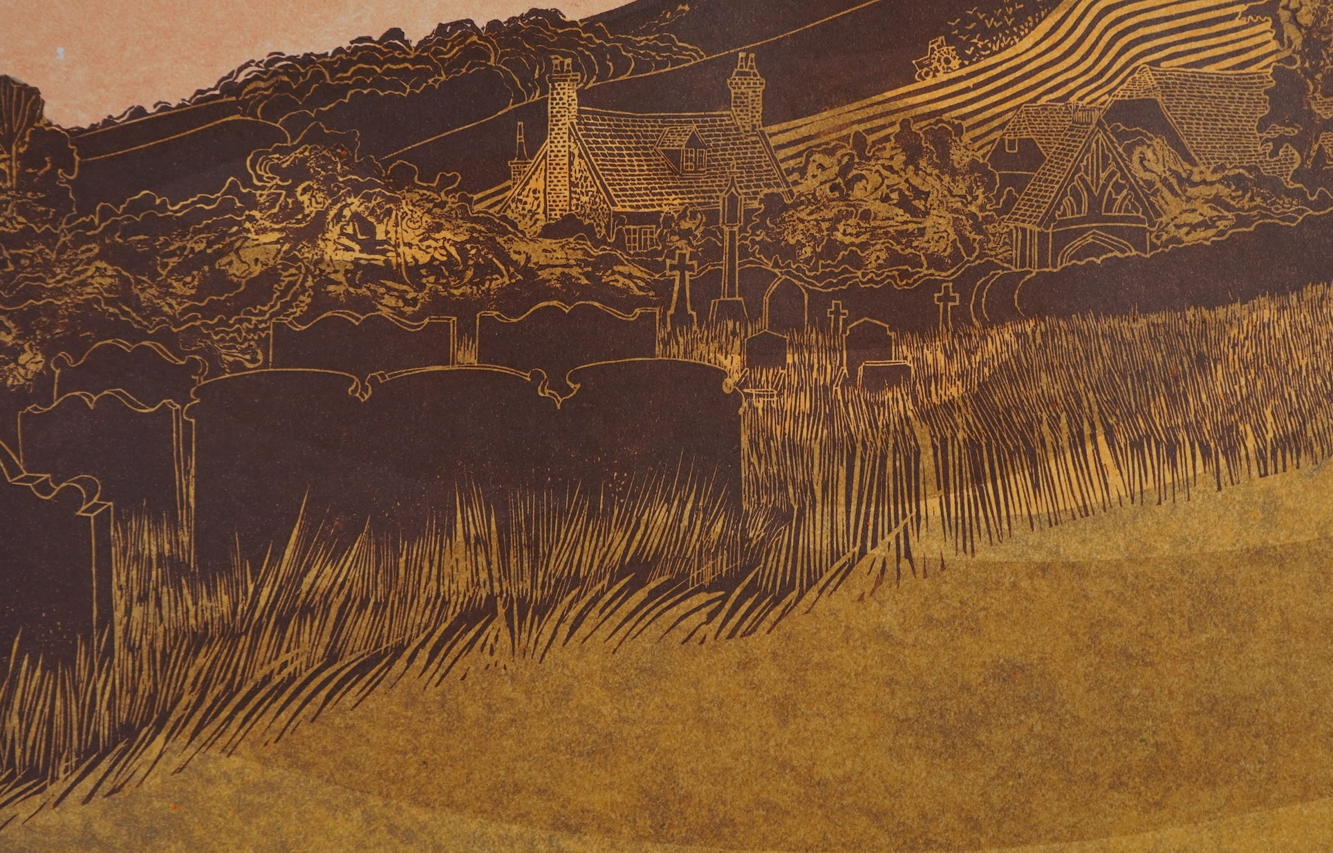 Robert Tavener RE, 1920-2004, 'Churchyard and Downs, Glynde'